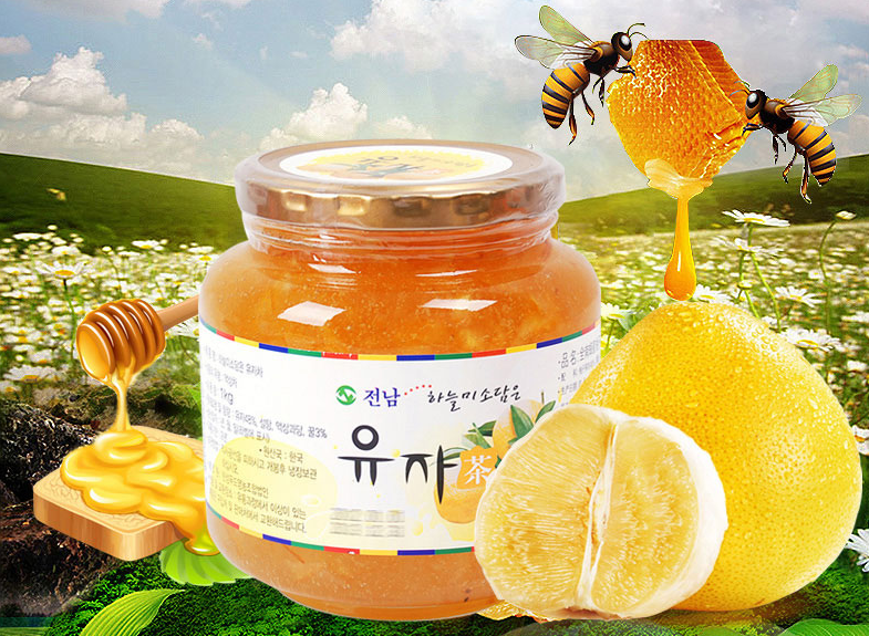 韩国进口冲饮 全南 蜂蜜柚子茶 1kg 原装进口